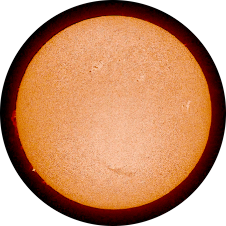 Päike vesinik-alfa filtriga nähtuna